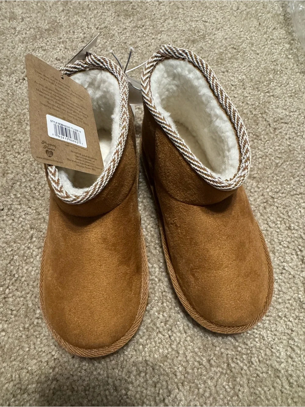 BearPaw Kids Short Shearling-Lined Boots - Chestnut Brown